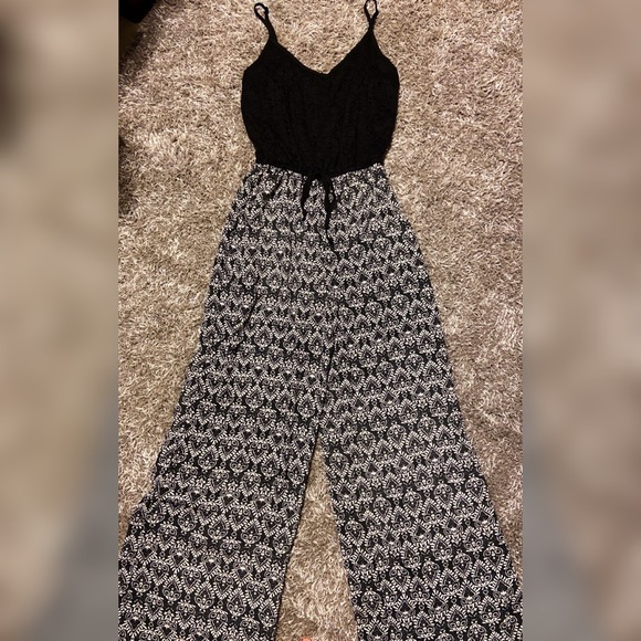 Liberty Love Pants - Black Lace Pattern Jumpsuit